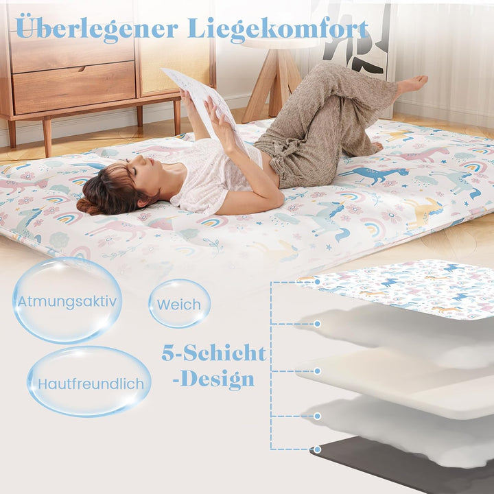 COSTWAY Japanische Futon Matratze, Tatami-Matte, Bodenmatratze, Klappmatratze mit waschbarem Bezug,