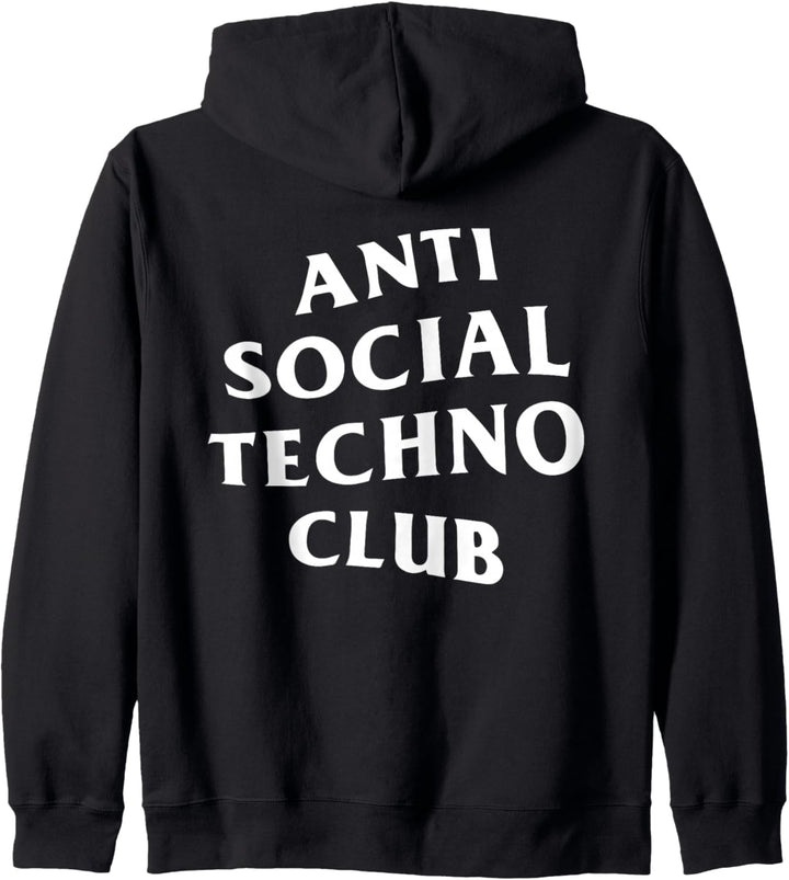 Anti Social Techno Club White Logo (vorne + hinten) Kapuzenjacke