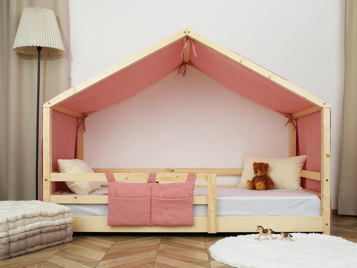 Hausbett Himmel - 100% Baumwolle Betthimmel Hausbett aus Musselin - Bett Vorhang Kinderbett - Himmel