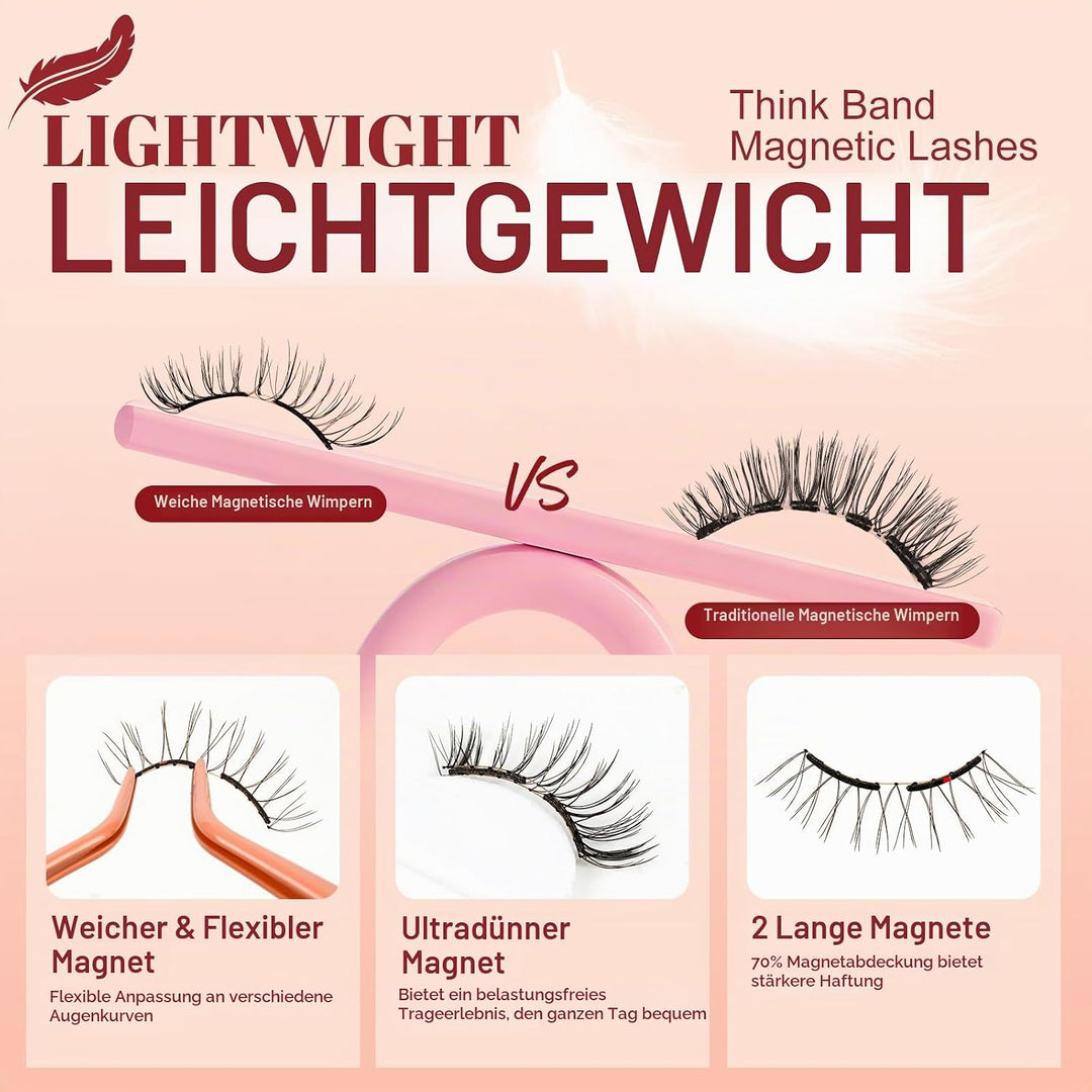 Higu clace Weiches Magnetische-Wimpern, Magnet-Wimpern Ohne Eyeliner | Magnetische Wimpern Natural L