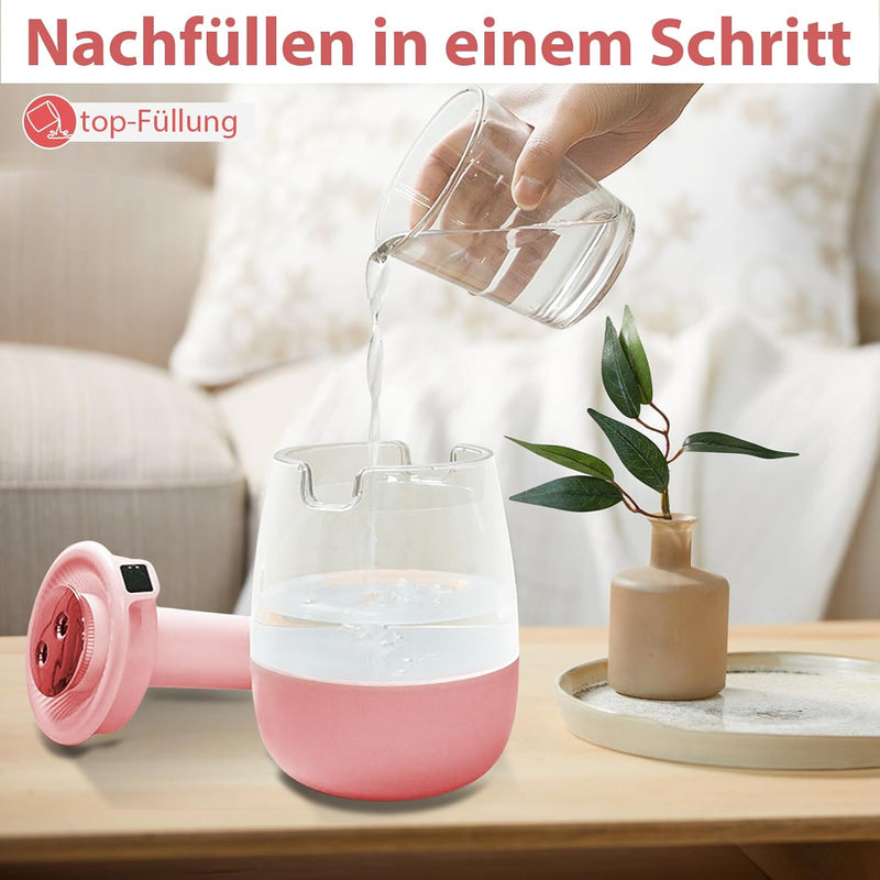 Luftbefeuchter, 1L Leise Humidifier mit 2 Loch, Luftbefeuchter mit leiser USB-Digitalanzeige, 2 Nebe