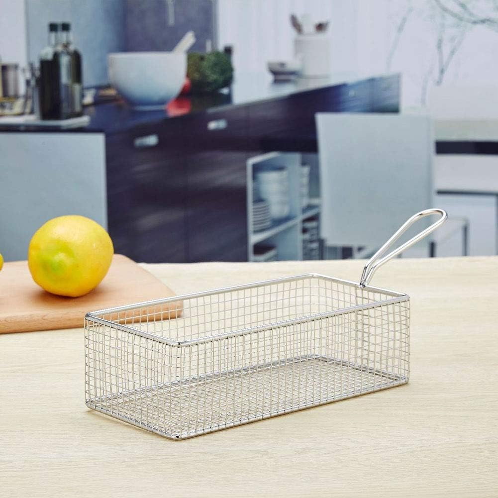 Frittierkorb mit Griff, 21,5 x 10,6 x 6,6 cm Rechteckig Klein Frittierkörbchen Silber Edelstahl Pomm