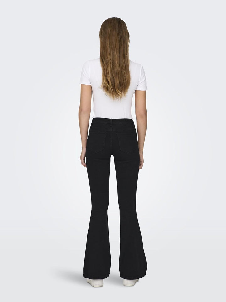 ONLY Female Schlaghosen-Jeans ONLREESE Mittlere Taille Flared Jeans 26W / 32L Schwarz, 26W / 32L Sch