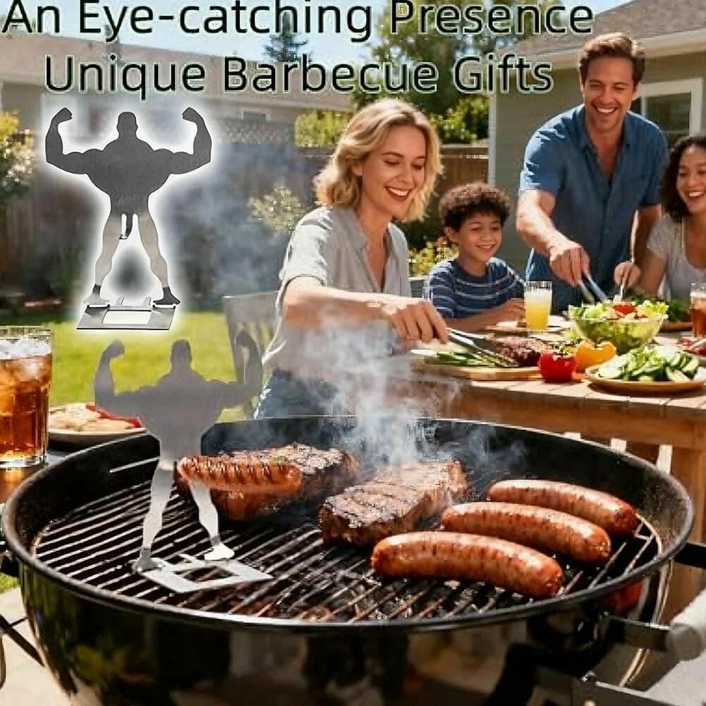 Lustiger BBQ Stand Man Hot Dog Halter, Edelstahl Hotdog & Wursthalter für Grill, Tragbares Wiederver