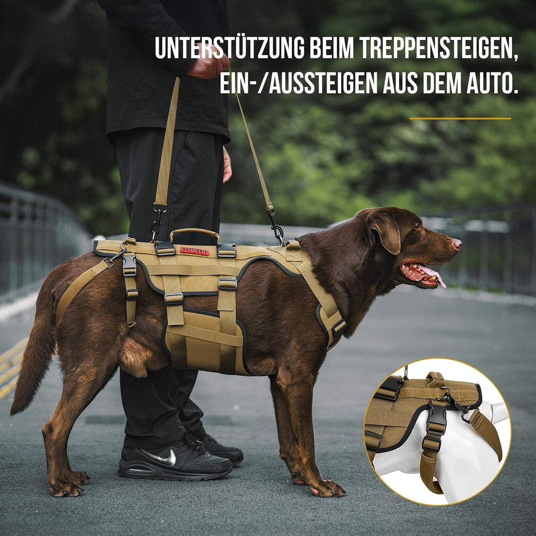 OneTigris Hundegeschirr, Invictus Hunde Tragehilfe für Mittelgrosse Grosse, Einstellbar Gehhilfe für