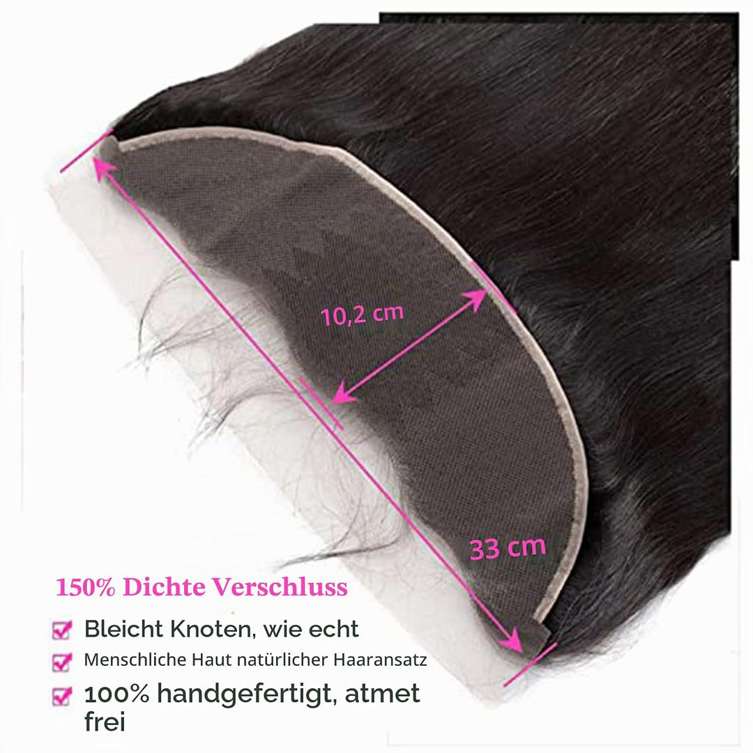 DUAUJUIU 13x4 Lace Frontal Closure Echthaar 100% Brasiliansche Haare Remy Hair Durchsichtig Schnürve