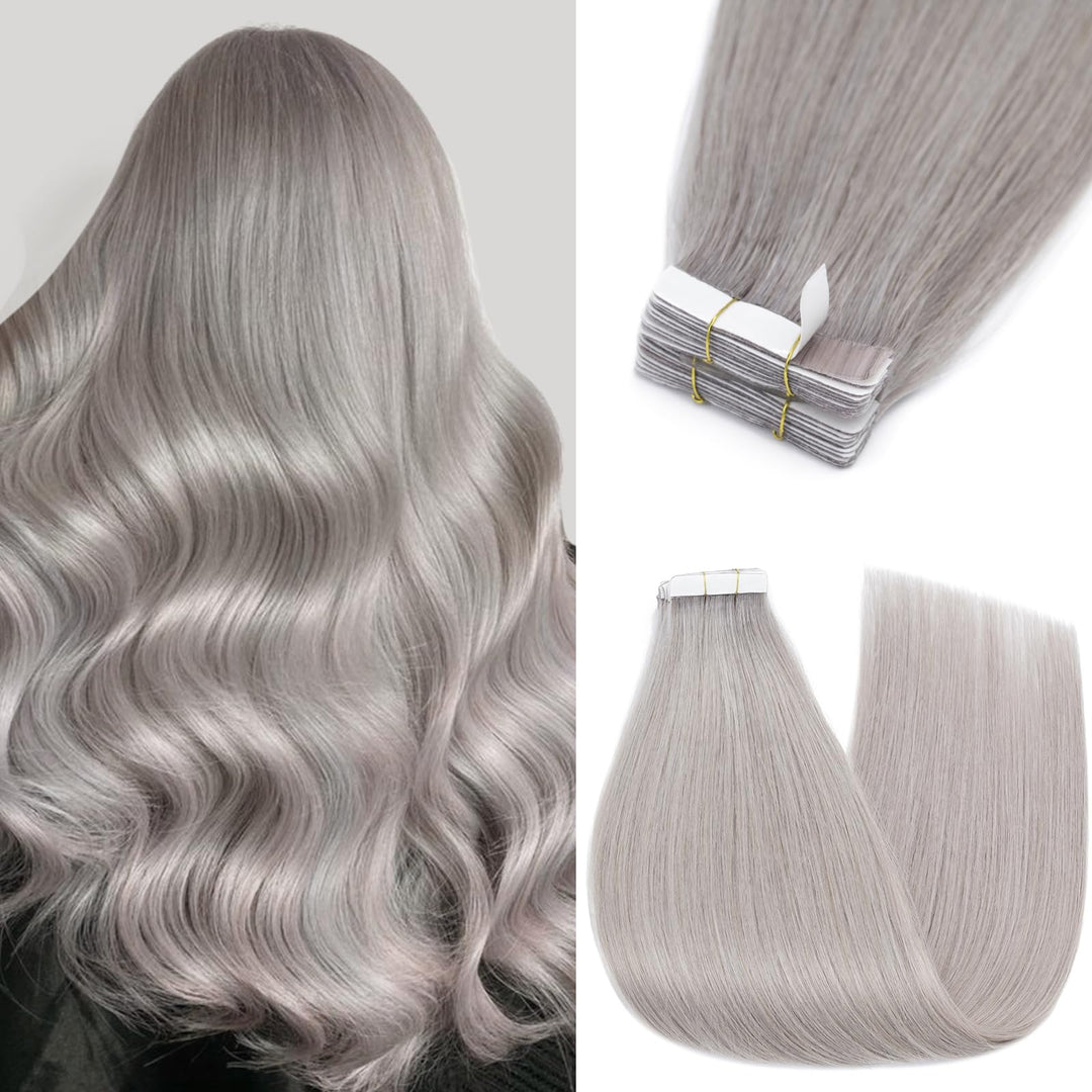 Silk-co Tape Extensions Echthaar 10 Stück 20g, Remy Tape in Extensions Haarverlängerung, Skin Weft E