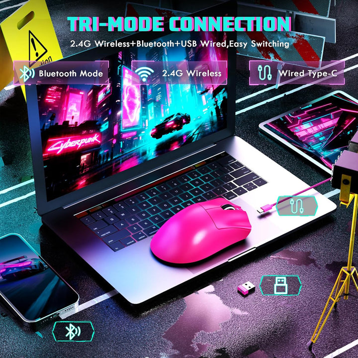 MAMBASNAKE X ATTACKSHARK V3 Kabellose Gaming-Maus,65g leicht,geteiltes Design für Rechtshänder,bis z