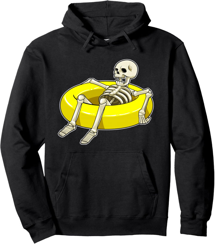 Skelett Schwimmen Rettungsring Wassersport Pullover Hoodie