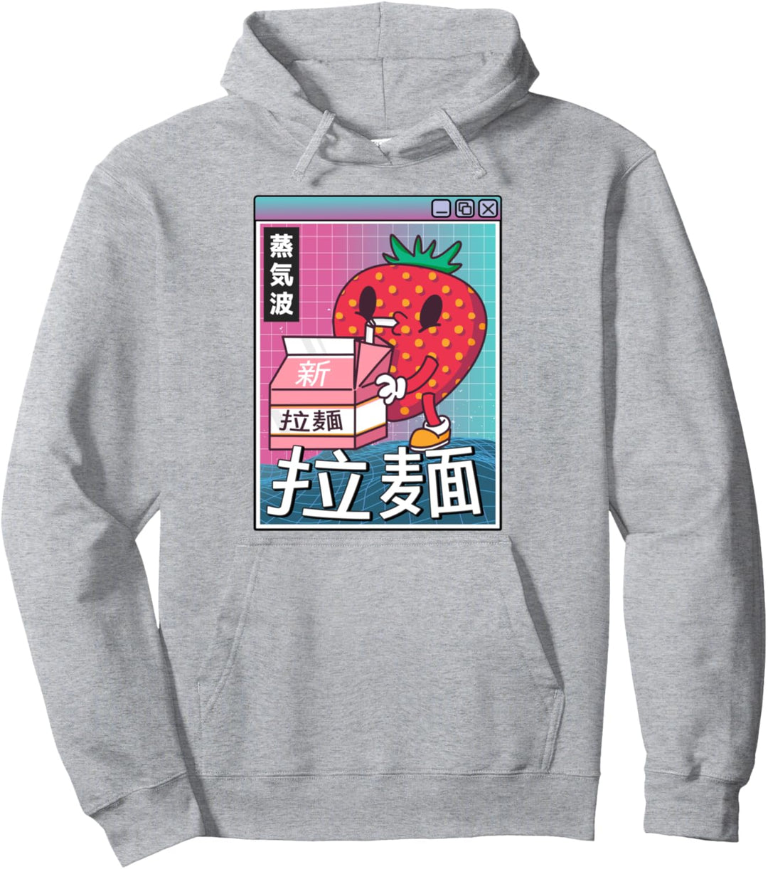 Erdbeermilch, digital, japanischer Stil, Otaku Anime Vaporwave Pullover Hoodie