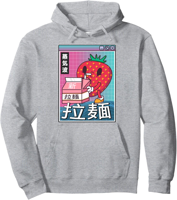 Erdbeermilch, digital, japanischer Stil, Otaku Anime Vaporwave Pullover Hoodie