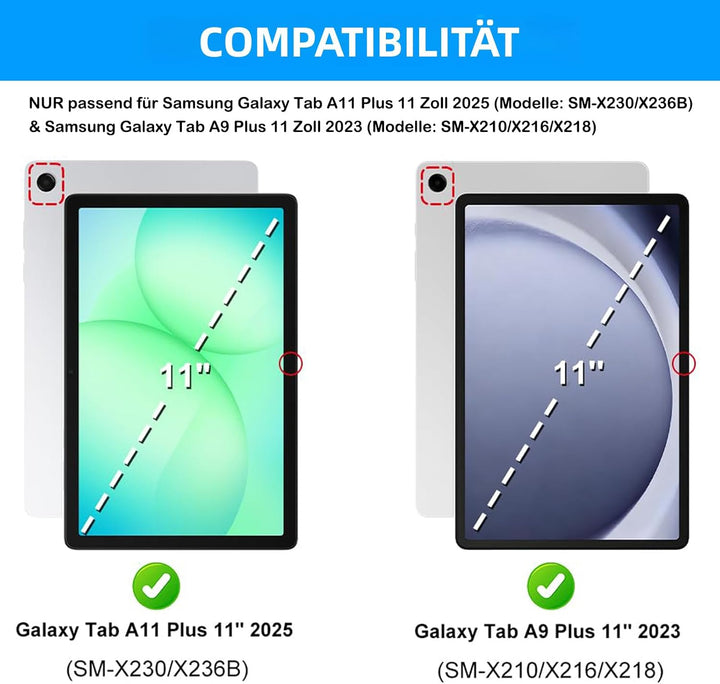 Hülle Tastatur für Samsung Galaxy Tab A11+ Plus 11" 2025 / Tab A9+ Plus 11 Zoll 2023 Tablet - QWERTZ