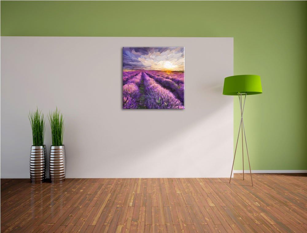 Pixxprint Lavendelfeld in der Provence als Leinwandbild/Grösse: 70x70 cm/Wandbild/Kunstdruck/fertig
