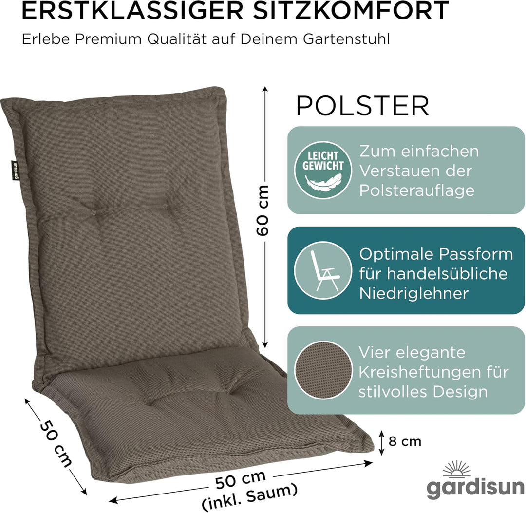 gardisun Gartenstuhlauflagen Niedriglehner I Extra Dicke Sitzauflagen I Made in Europe I Ideale Stuh