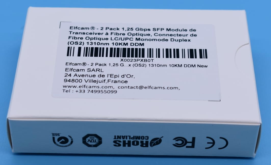 Elfcam® – 1,25 Gbps SFP Transceivermodul, Glasfaseranschluss LC/UPC Duplex (1310nm, 10KM), 1310nm, 1