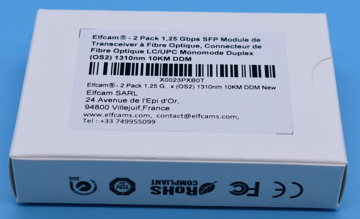Elfcam® – 1,25 Gbps SFP Transceivermodul, Glasfaseranschluss LC/UPC Duplex (1310nm, 10KM), 1310nm, 1