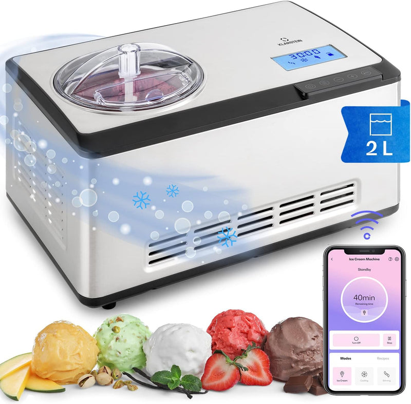 Klarstein Eismaschine, Softeismaschine für Joghurt, Softeis & Frozen Yogurt, Ice Cream Maker mit WiF