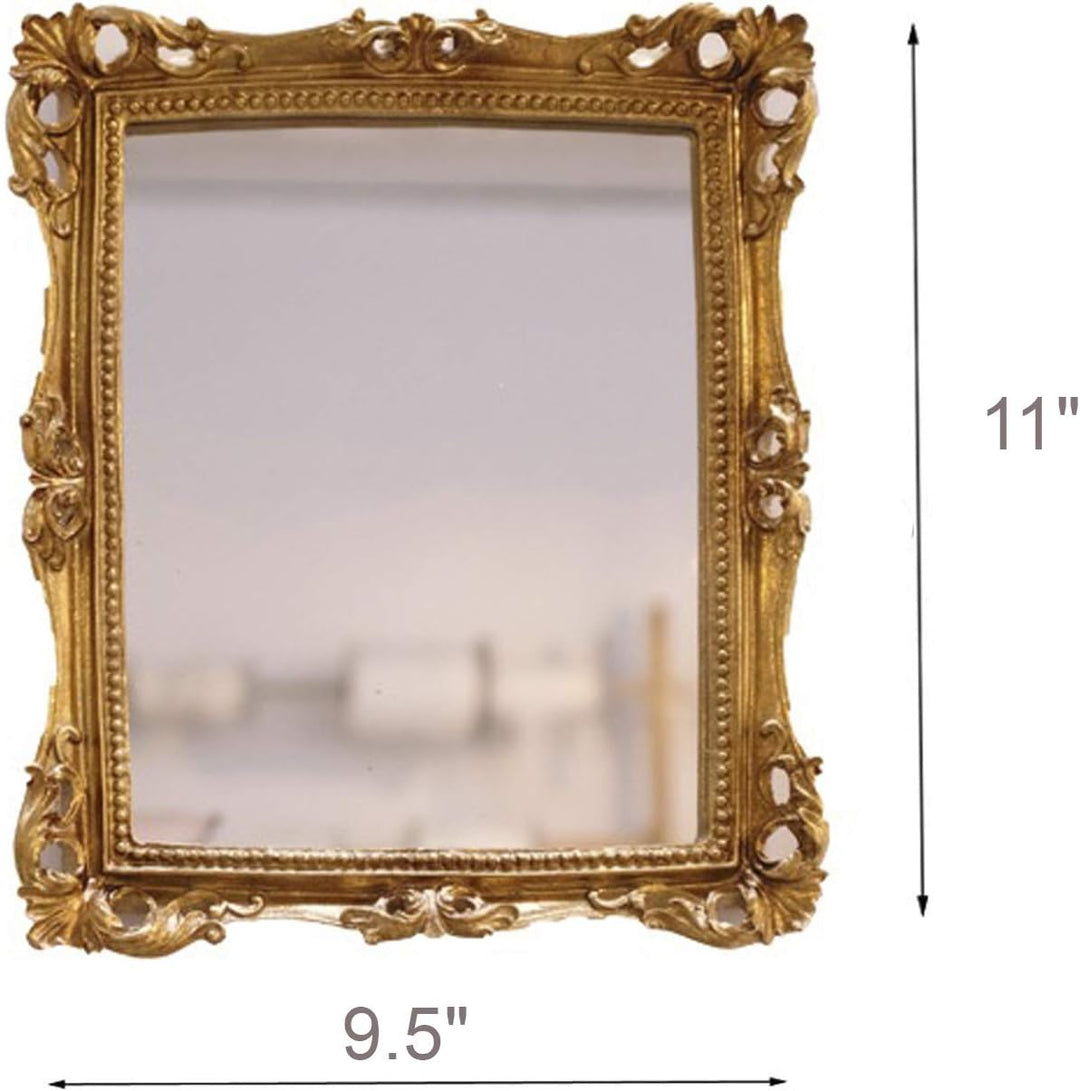 lemonadeus Verzierter Gold Barock Rahmen Spiegel Luxus Elegante Kleine Rechteck Quadratisch Gold Wan