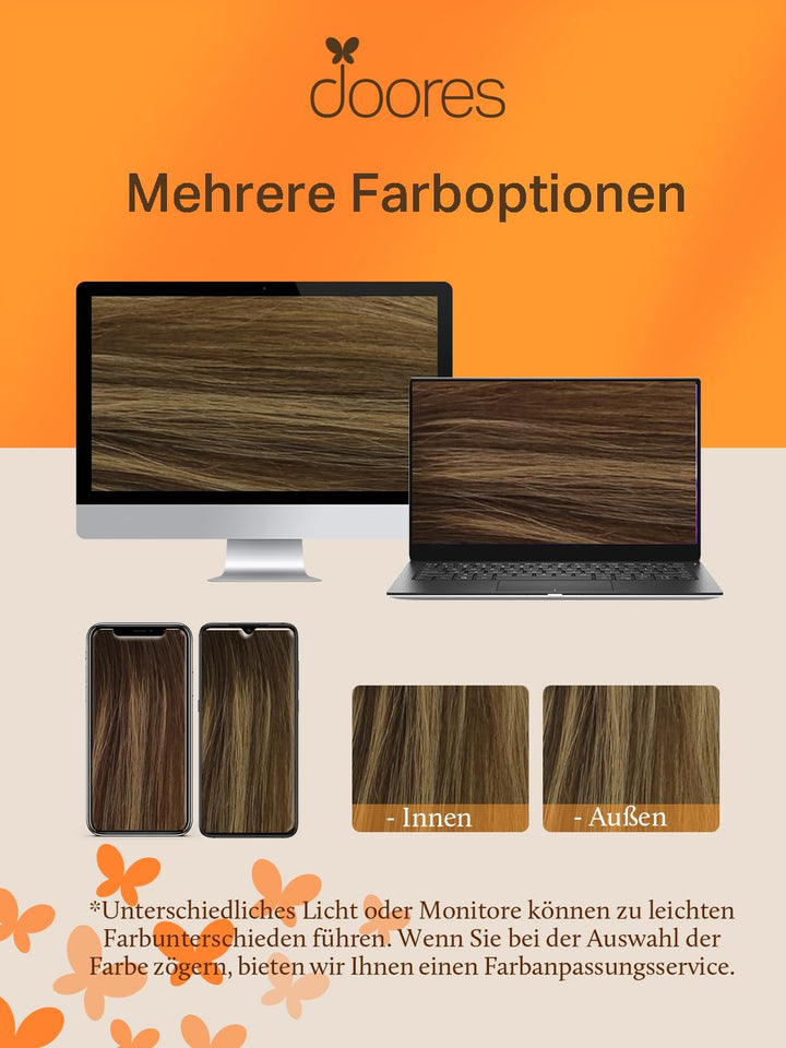 DOORES Remy Menschliches Haar Adhesive Glatt Haar Extension Balayage Schokoladenbraun bis Karamellbl