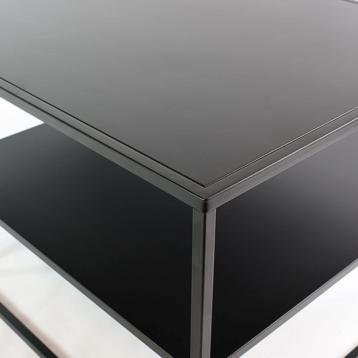 osoltus Cube Industrial Beistelltisch Couchtisch aus Metall schwarz 90x60x45 cm