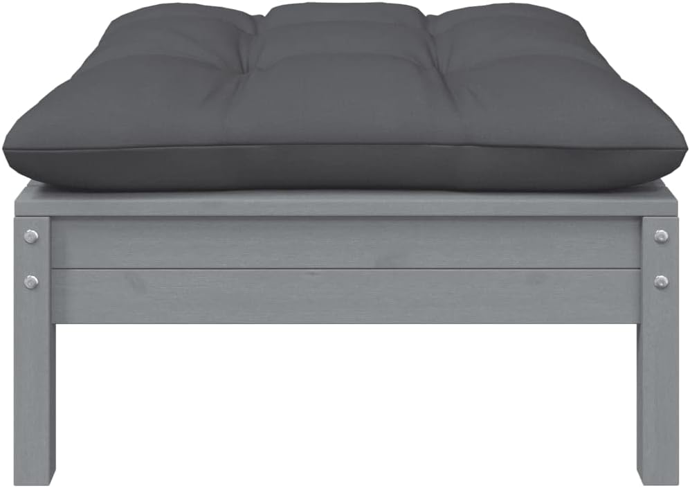 vidaXL 2-Sitzer-Gartensofa mit Kissen Grau Massivholz Kiefer