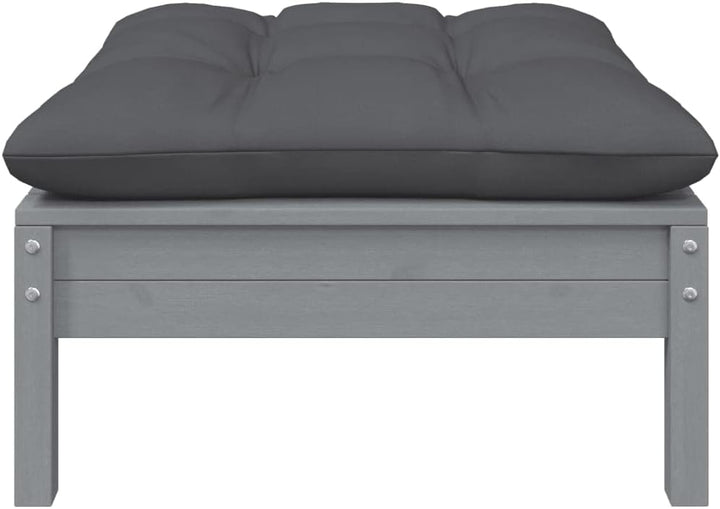 vidaXL 2-Sitzer-Gartensofa mit Kissen Grau Massivholz Kiefer