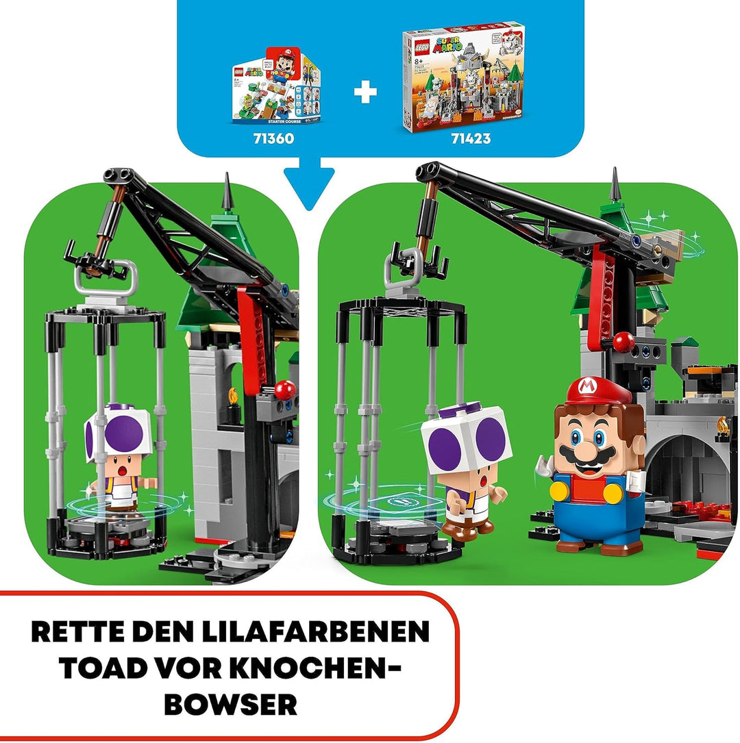 LEGO 71423 Super Mario Knochen-Bowsers Festungsschlacht – Erweiterungsset, Spielzeug mit 5 Charakter