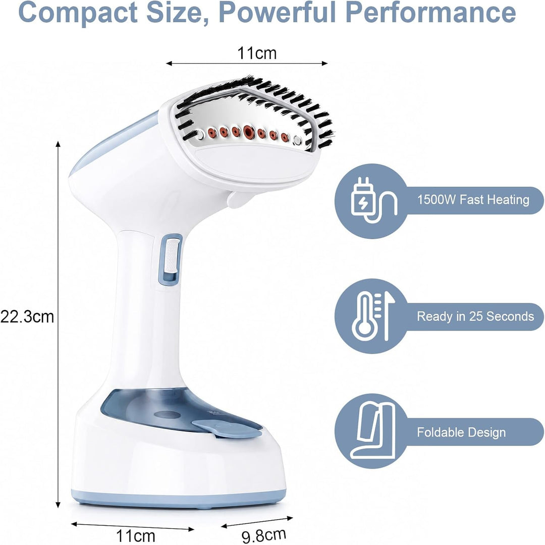 Cozary Steamer Dampfglätter Tragbarer 1500W Faltbar, Reise Dampfglätter mit 150ML Tank, Handgerät Cl