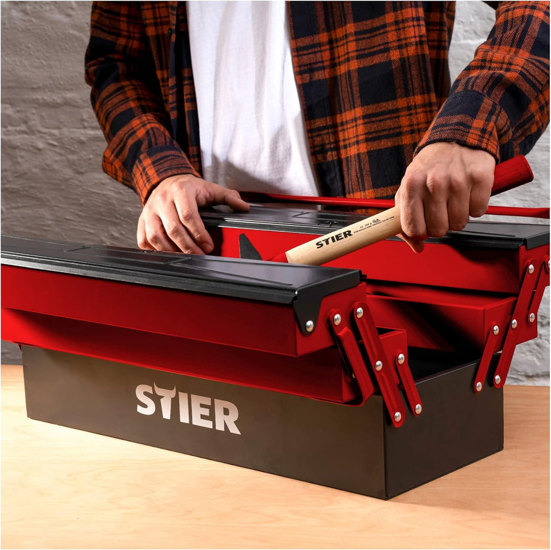 STIER Werkzeugkasten leer, sehr robust und wiederstandsfähig, aus hochwertigem Stahlblech, 600x190x2