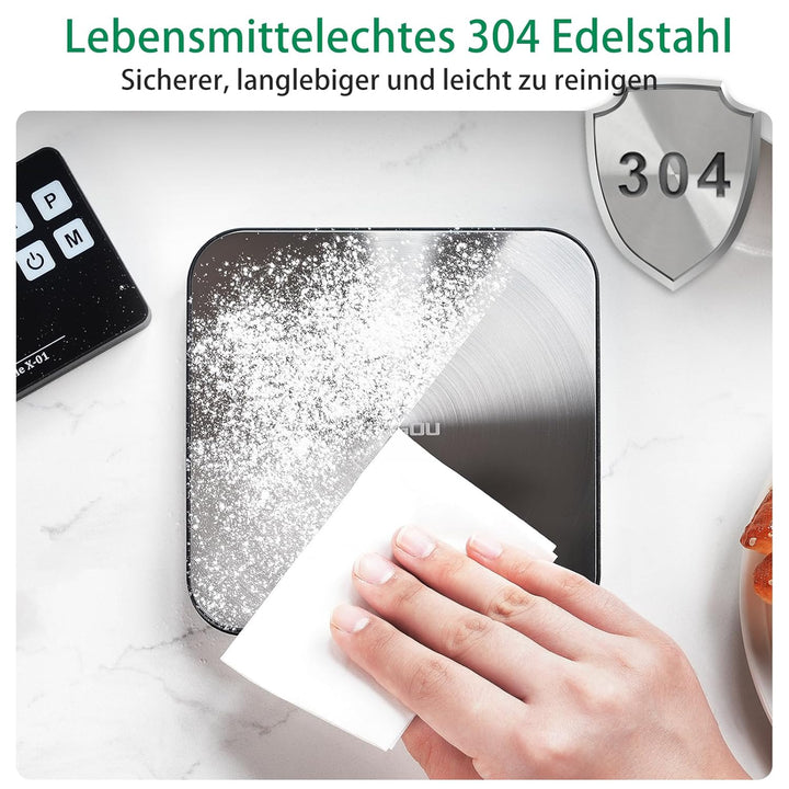 ATOGOU 1g/15 kg Wireless Küchenwaage digital mit Fernanzeige, waage gramm, lebensmittelechtes 304 Ed