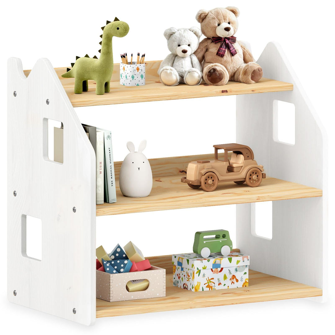 IDIMEX Kinderregal Yasmin 3 Ablagen Natur/weiss - Montessori Regal für Spielzeug und Bücher, Kinderz