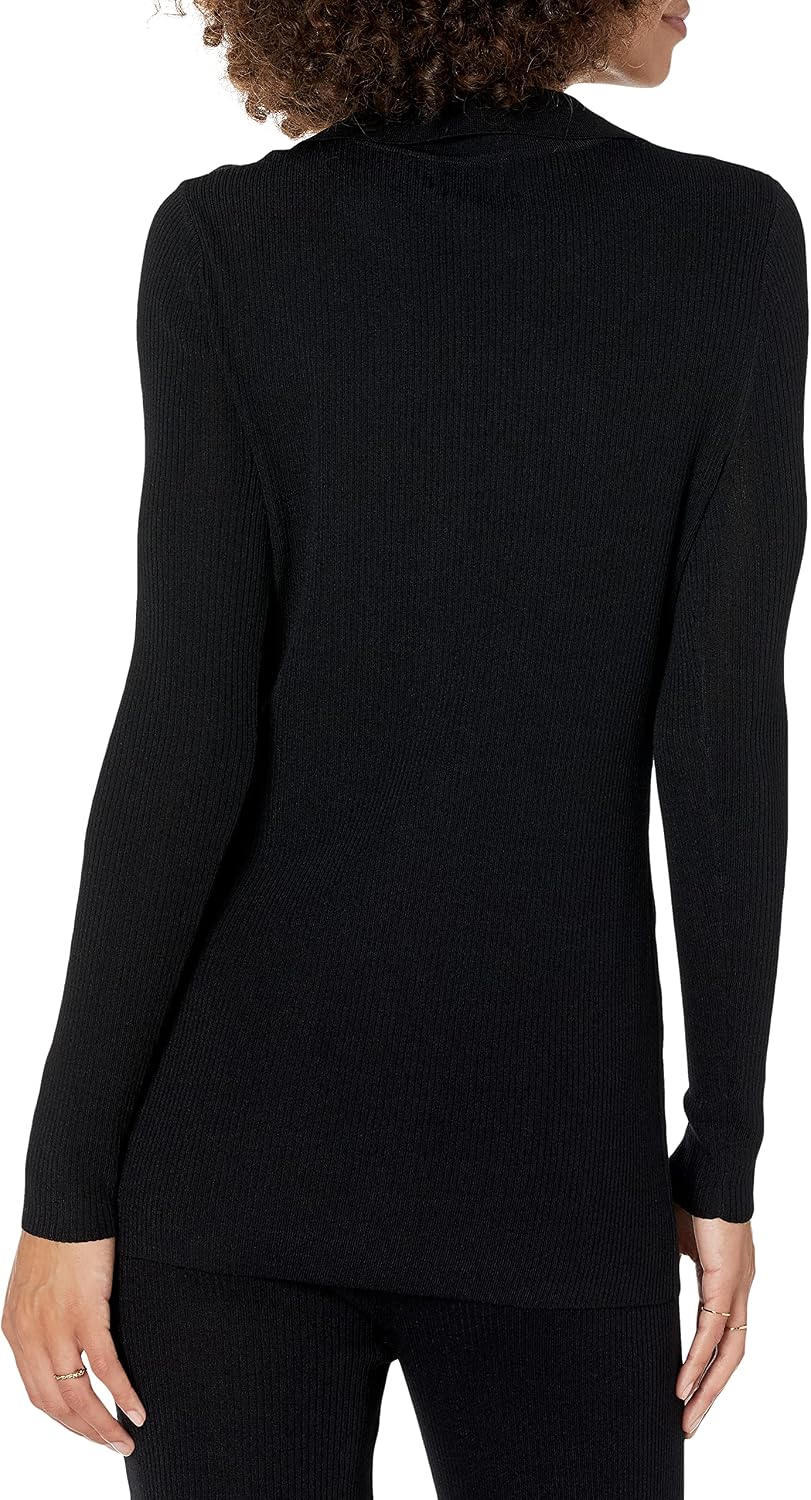 The Drop Constance Ripp-Pullover mit Knopfleiste für Damen XS Schwarz, XS Schwarz