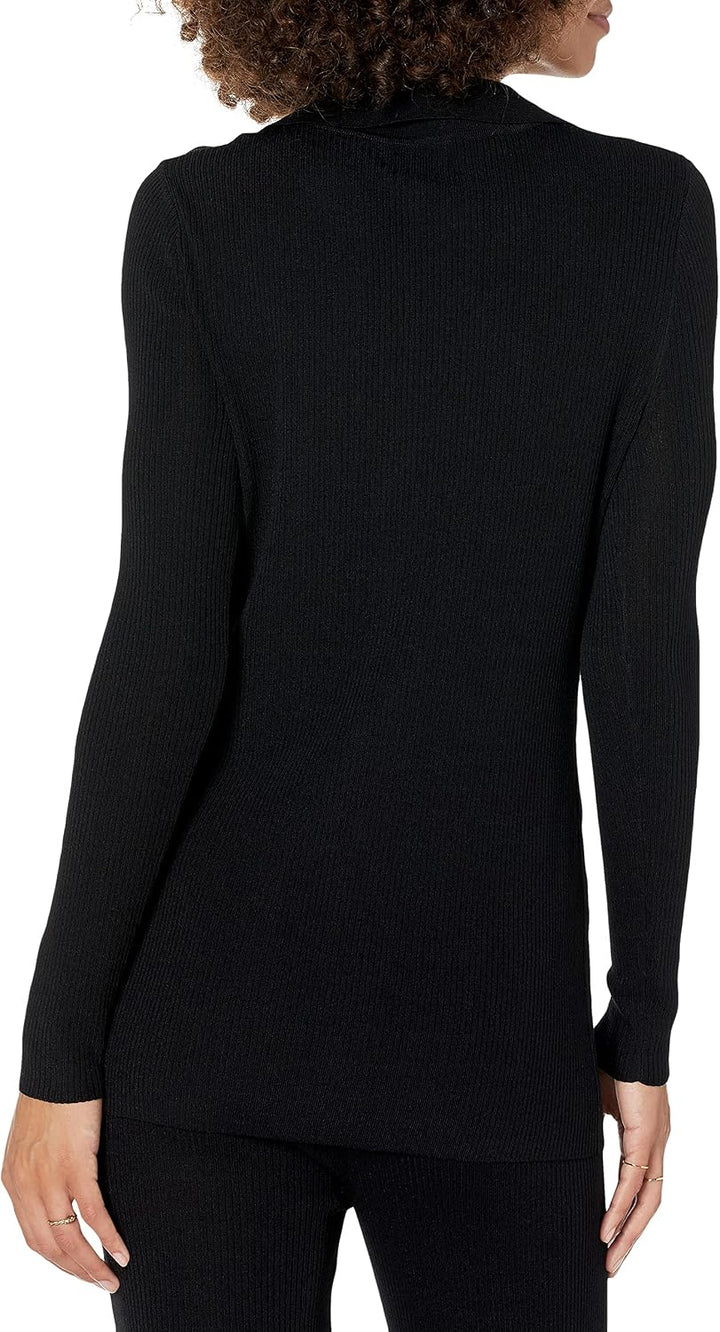 The Drop Constance Ripp-Pullover mit Knopfleiste für Damen XS Schwarz, XS Schwarz