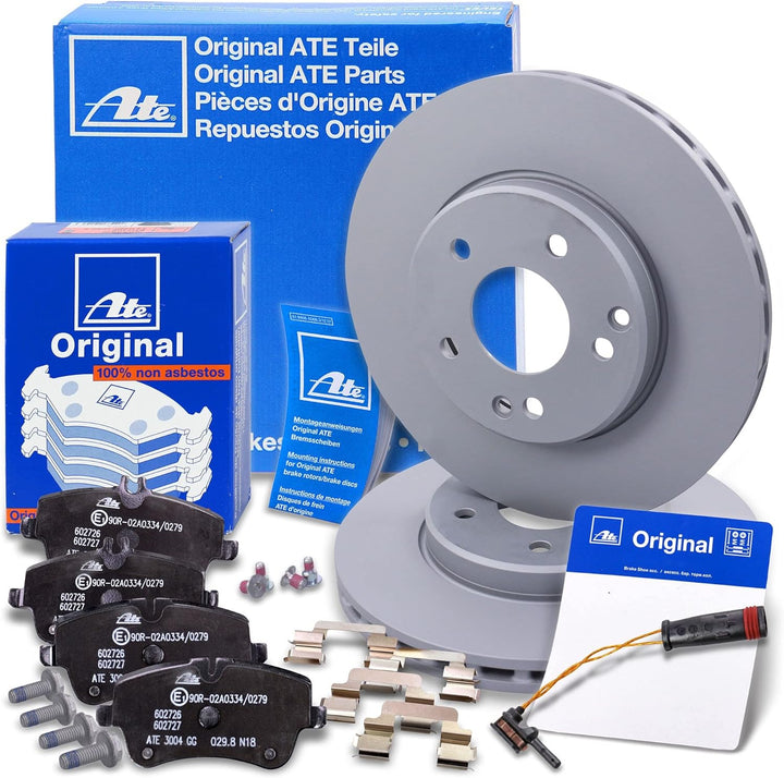 ATE Bremsenset Vorderachse inkl. Bremsscheiben Ø 288 mm Belüftet und Bremsbeläge + Verschleisskontak