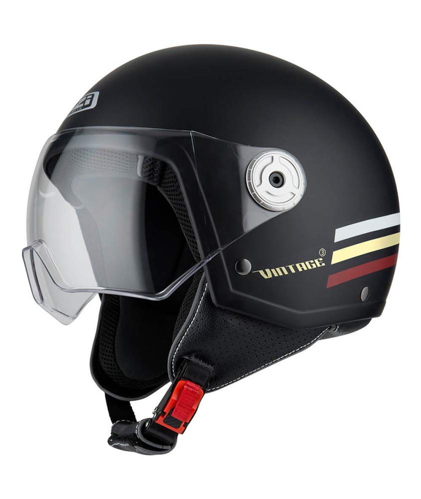 NZI Unisex-Adult Vintage 3 Helmet XS TRIBAND BLACK&BURGUNDY, XS TRIBAND BLACK&BURGUNDY