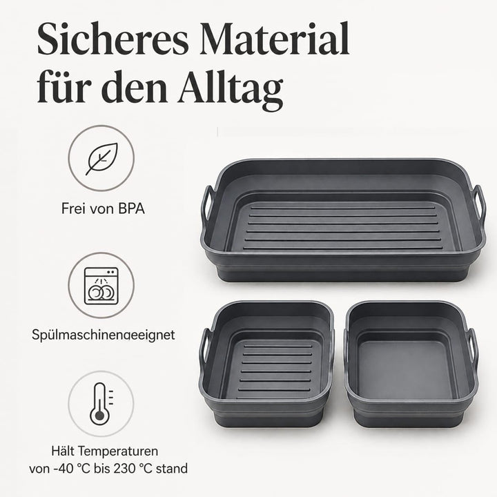 Kompatibel mit Cosori TwinFry 10L – Faltbare Silikonformen für Heissluftfritteuse/Airfryer (1×Gross