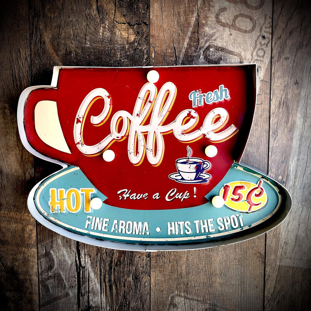DiiliHiiri Leuchtschild Retro-Schild Wandschild im Vintage-Stil LED Schild für Cafe Pub Dekoschild Z