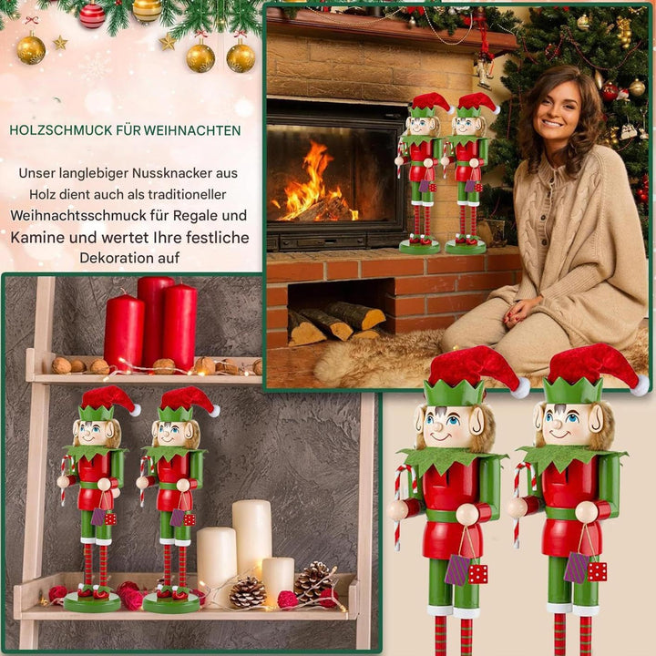 Nussknacker Weihnachtsdeko - Holz Nussknacker Weihnachtsdeko - 38 cm Festlicher Tischdekoration Für