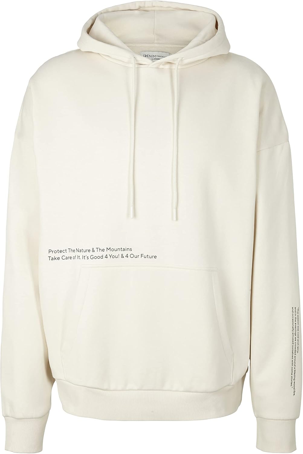 TOM TAILOR Denim Herren Oversized Hoodie Sweatshirt mit Rückenprint M 10338 - Soft Light Beige, M 10