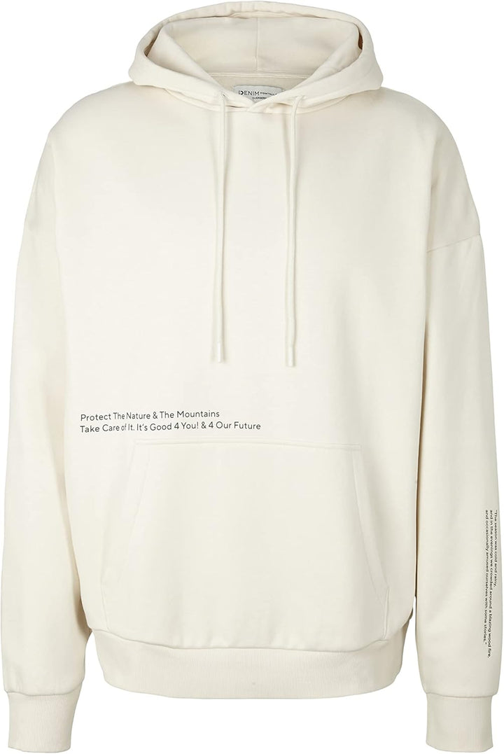 TOM TAILOR Denim Herren Oversized Hoodie Sweatshirt mit Rückenprint M 10338 - Soft Light Beige, M 10