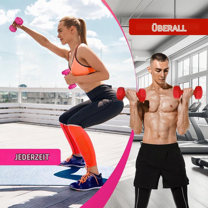 Yes4All Neopren Hanteln Set Gewichte, 2er-Sets, 1kg, 1.5kg, 2kg, 3kg, 4kg, 5kg, Dumbbells Set für Kr