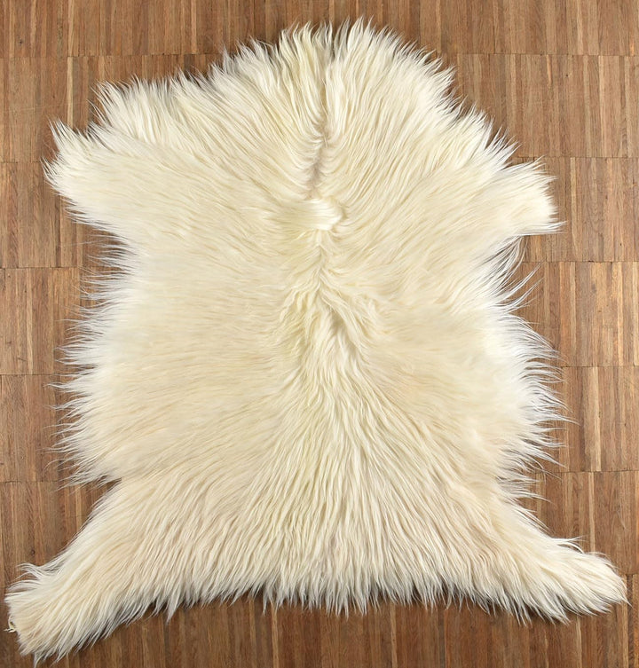 ZIEGENFELL Creme Weiss Champagner LANGHAAR CA. 70 x 50 cm DEKO Fell VON KUHFELLE ONLINE