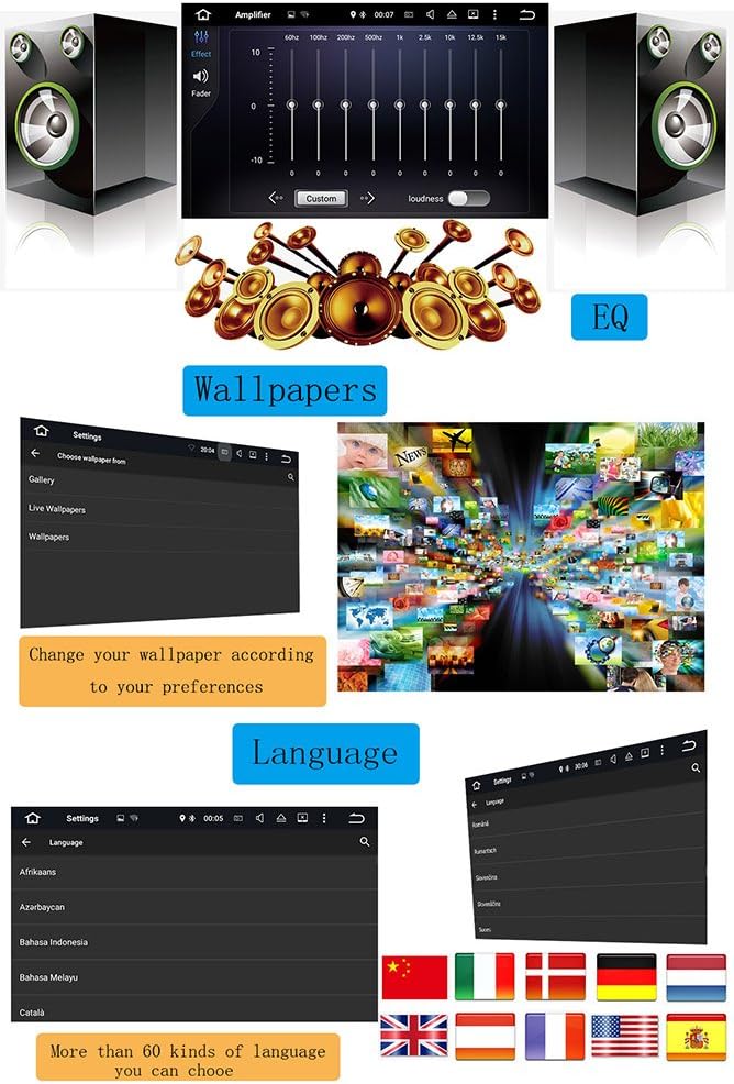 XISEDO Android 8.0 Autoradio 1 Din In-Dash 6.2 Zoll Car Radio 8-Core RAM 4G ROM 32G Autonavigation C
