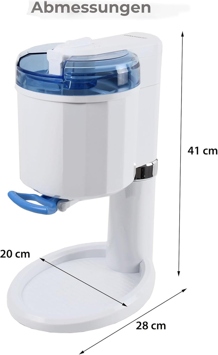 Gino Gelati Softeismaschine Creamy für Zuhause | frisches Softeis selbst machen | 15W | Weiss/Blau |