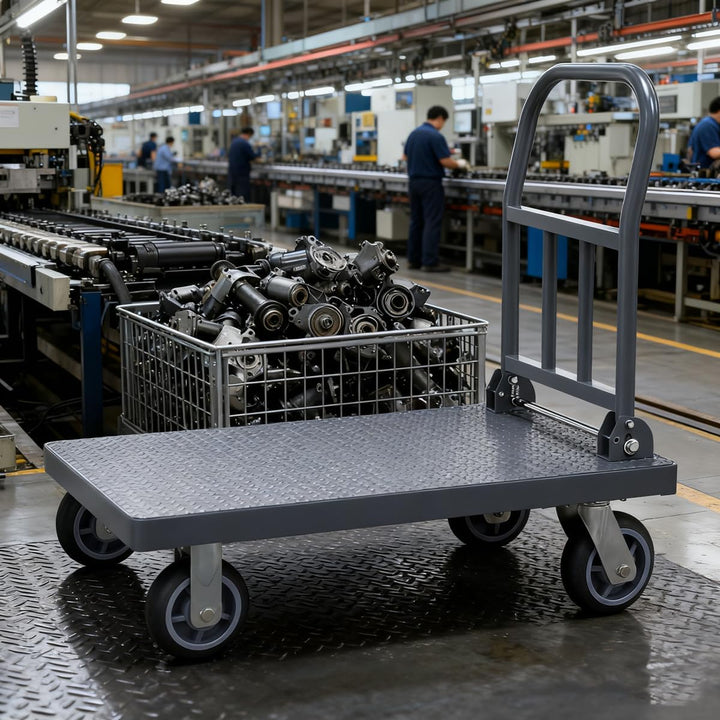 Plattformwagen 500kg für Professionelle Arbeit, Grosse Räder Plattenwagen Schwerlastwagen Transportw