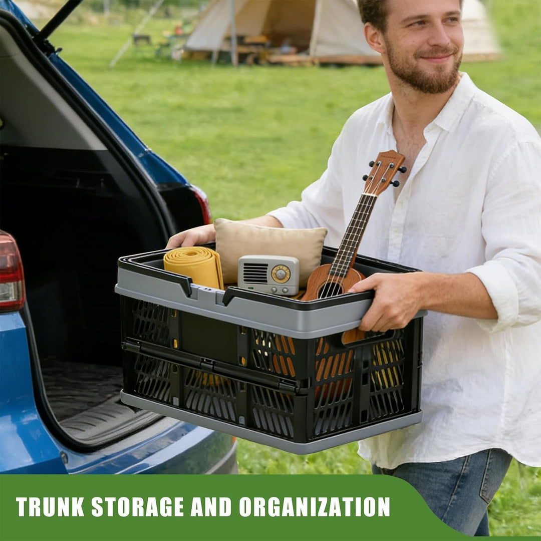 ZHJINGYU Plastic Folding Storage Crate Stackable Grocery Bin Container Einkaufskorb, für Küche Wohnz