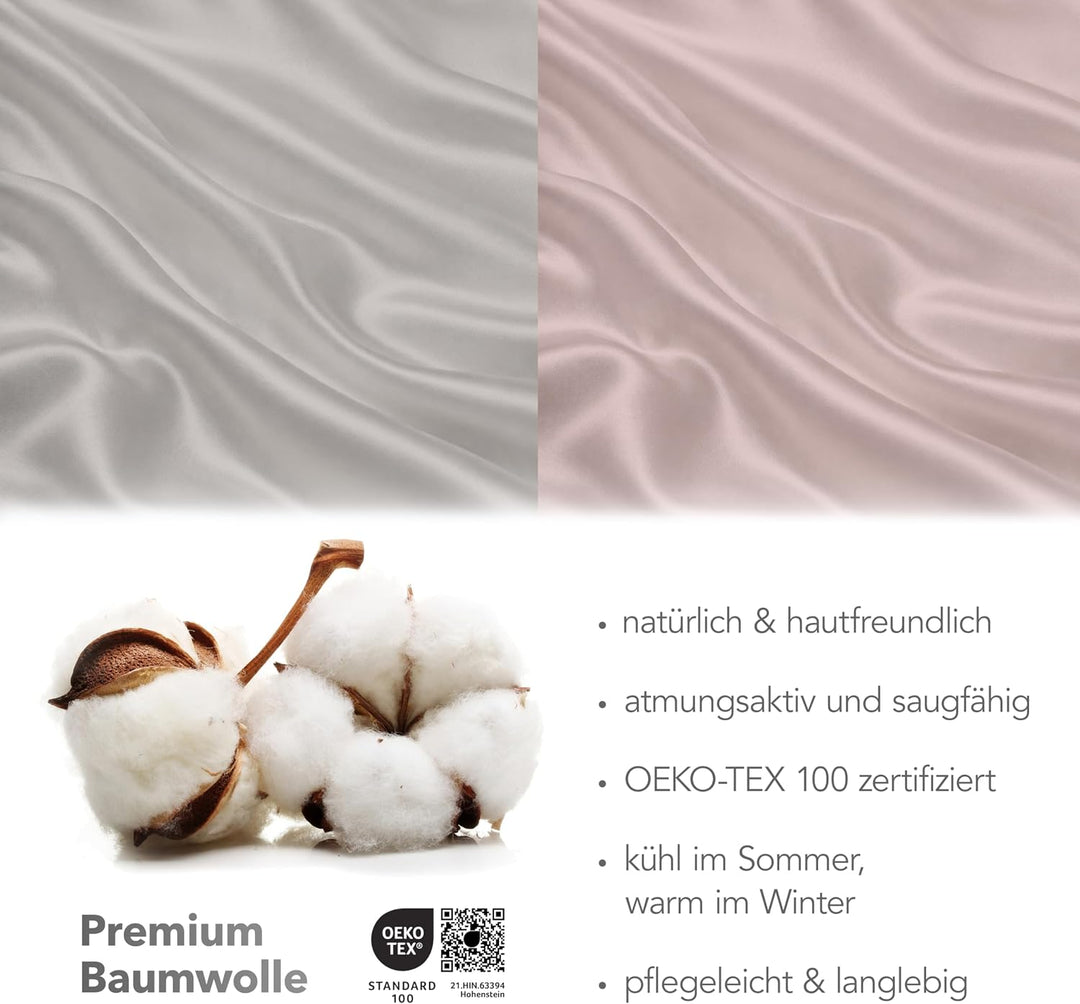 BLUE MOON Premium Mako-Satin Wendebettwäsche - Satin-Bettzeug - Bettwäsche aus 100% Baumwolle - Made