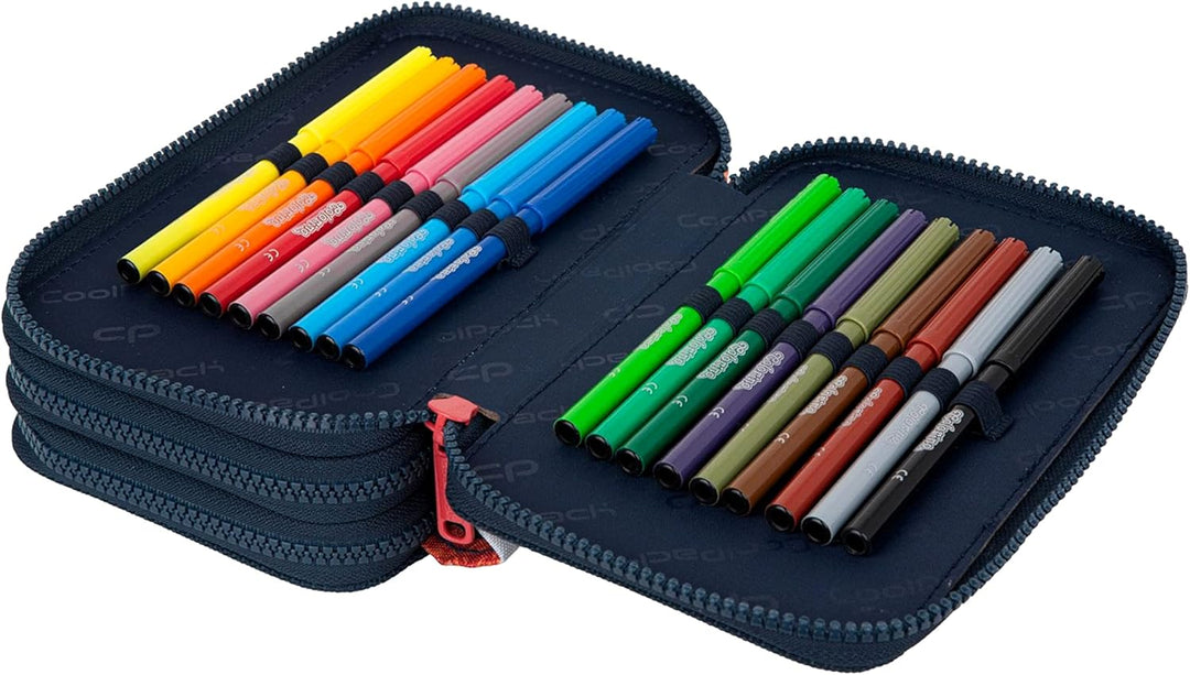 Goldkids Federtasche 3-fache Federmappe Offroad Federmäppchen 46-teilig gefüllte Schüleretui Stifte
