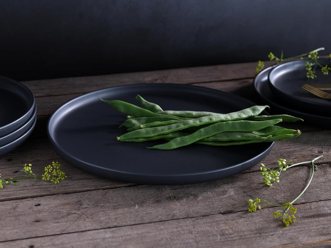 CreaTable, 10524, Serie Uno Black, Geschirrset, Teller Set 8 teilig Black Tafelservice 8 teilig, Bla