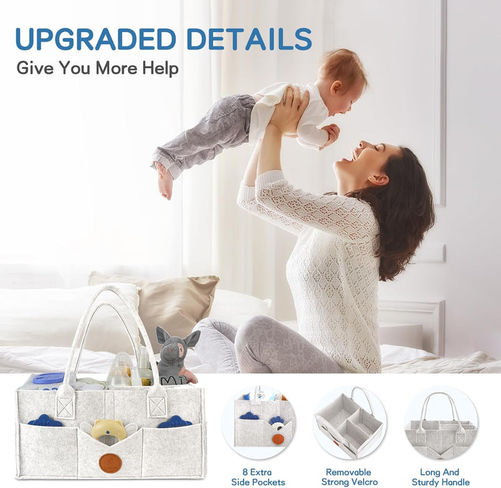 Maliton Wickeltisch Organizer, Baby Windel Caddy Newborn Essentials, Robuster Tragbarer Filztasche,